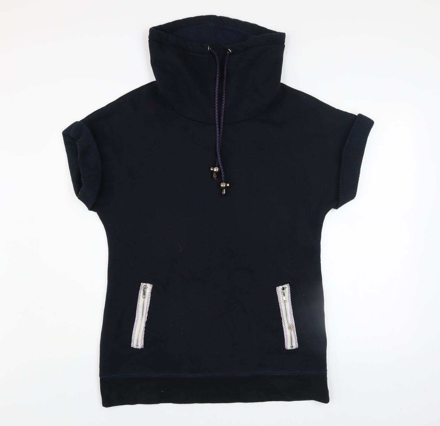 Strawberry Bay Women Black Size 12 T-Shirt Dress High Neck Zip Pockets