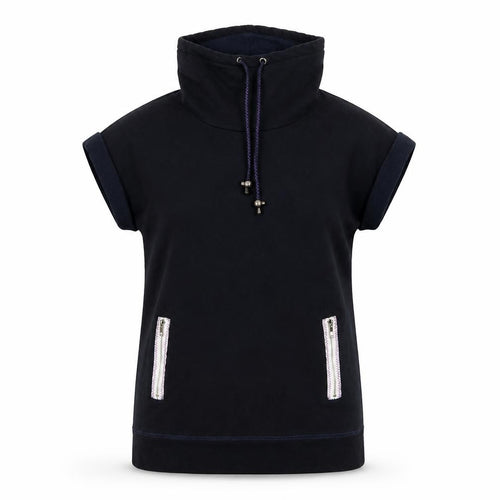 Strawberry Bay Women Black Size 12 T-Shirt Dress High Neck Zip Pockets