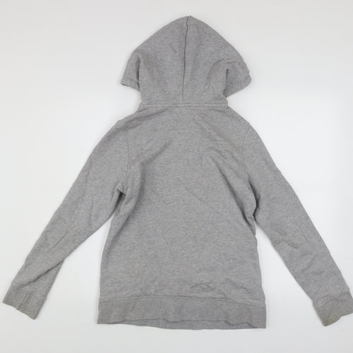 Adidas Women Grey Hooded Pullover Sweatshirt Size 6 Logo Print Cotton