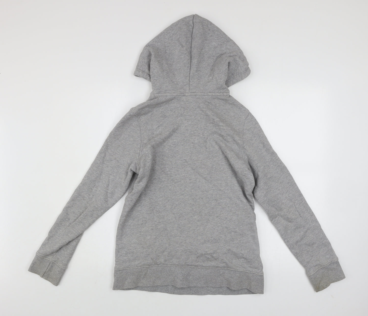 Adidas Women Grey Hooded Pullover Sweatshirt Size 6 Logo Print Cotton