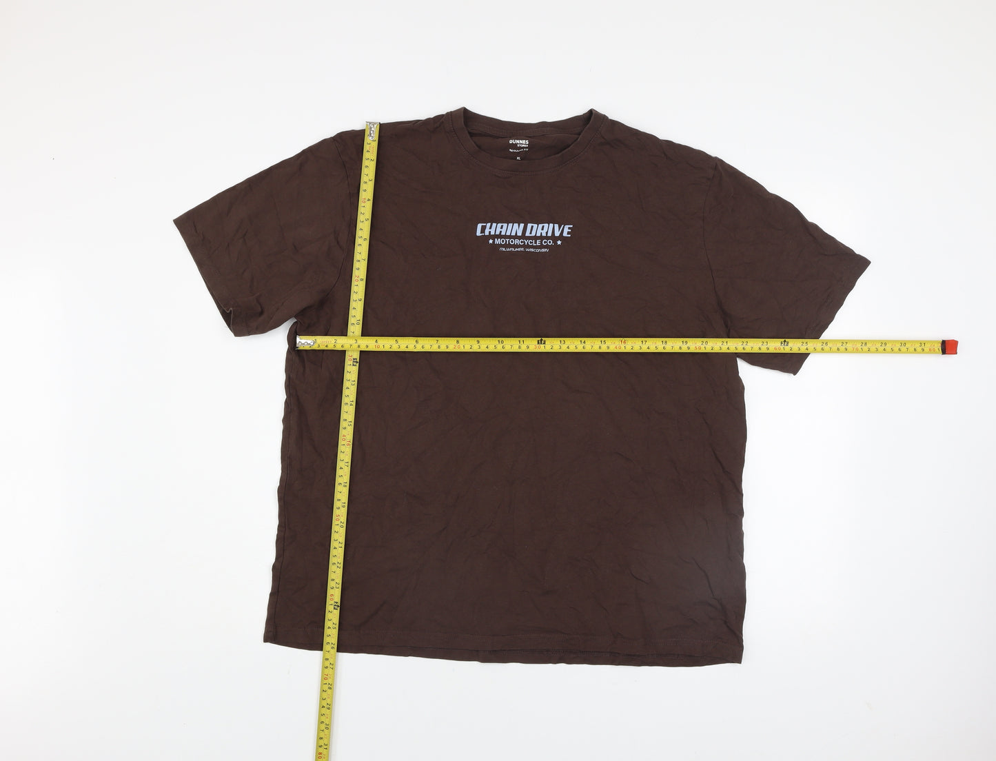 Dunnes Stores Men's Brown XL Chain Drive Motorcycle Graphic T-Shirt