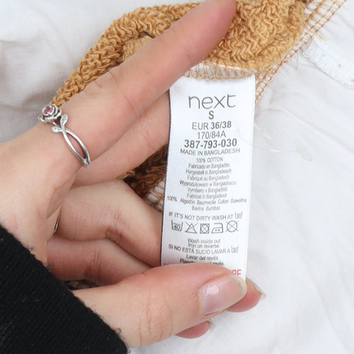 Next Women Beige Varsity Pullover Sweatshirt S 100% Cotton Collared