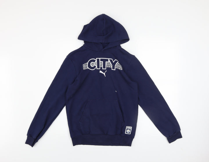 Puma Boys Blue 13-14 Years Pullover Hoodie Manchester City Graphic
