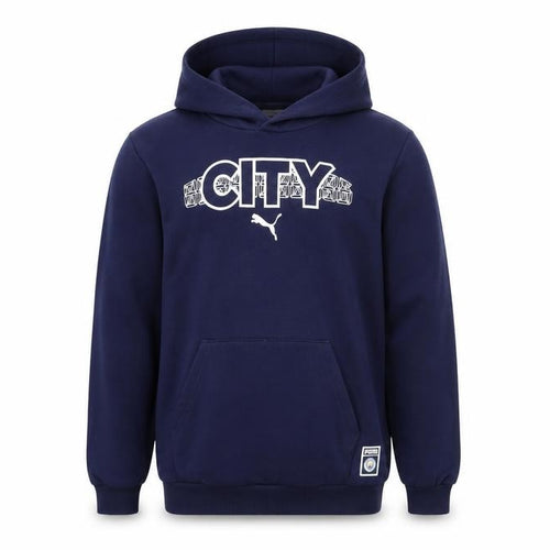 Puma Boys Blue 13-14 Years Pullover Hoodie Manchester City Graphic