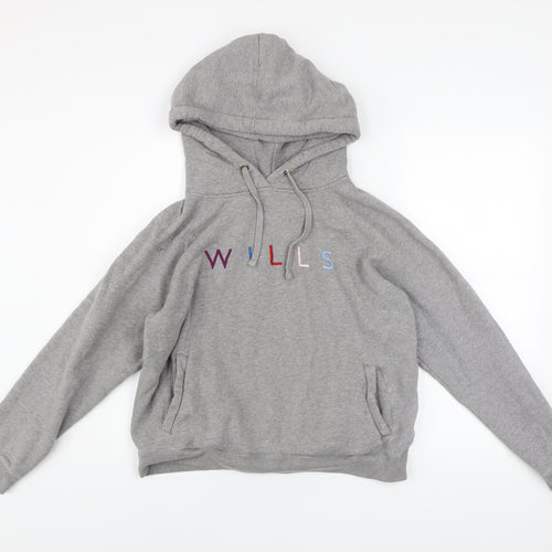 Jack Wills Women's Grey Pullover Hoodie UK 14 Fleece Lined Casual Sweatshirt
