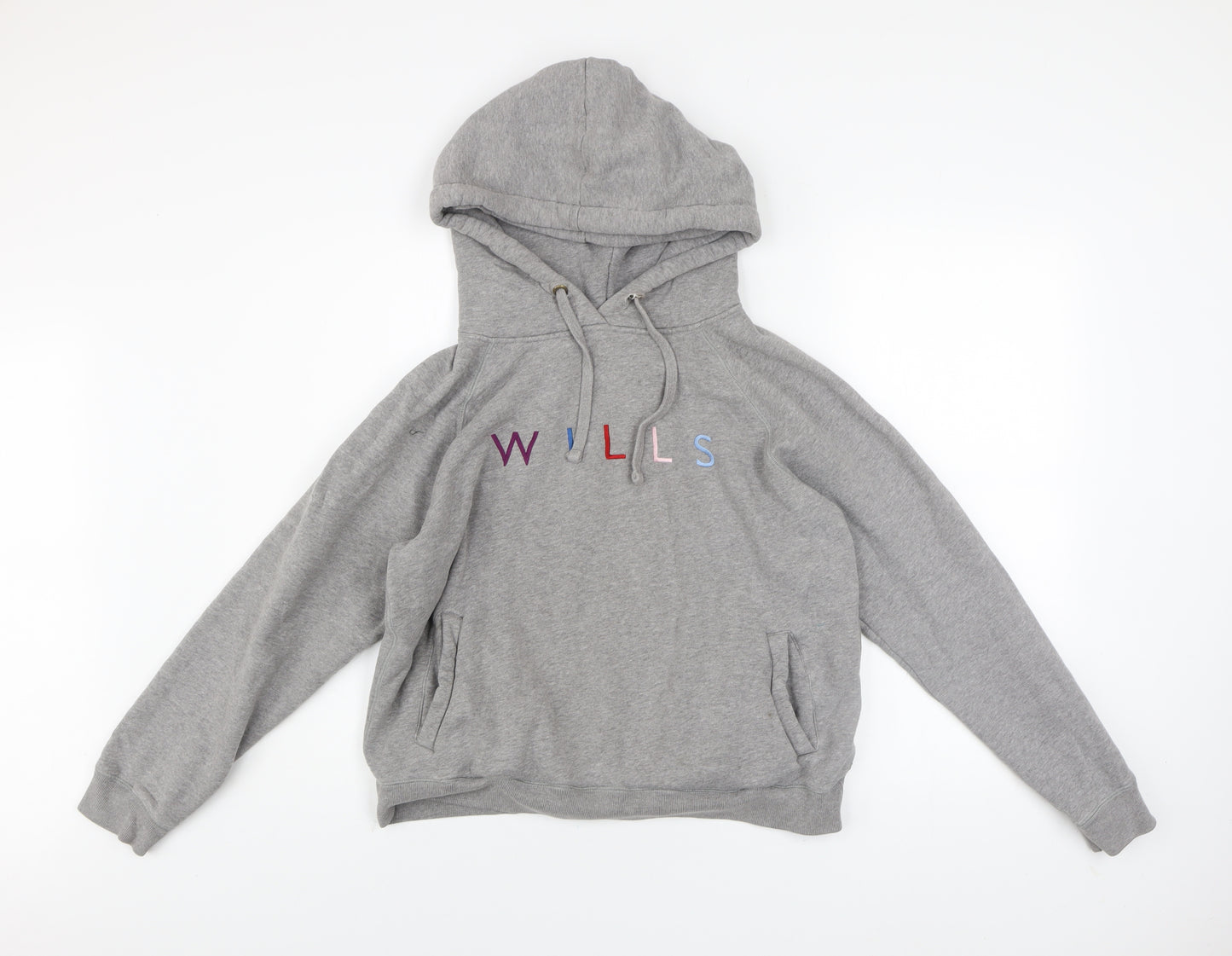 Jack Wills Women's Grey Pullover Hoodie UK 14 Fleece Lined Casual Sweatshirt