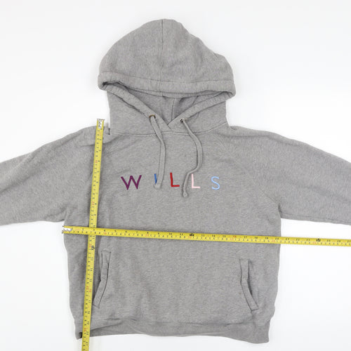 Jack Wills Women's Grey Pullover Hoodie UK 14 Fleece Lined Casual Sweatshirt