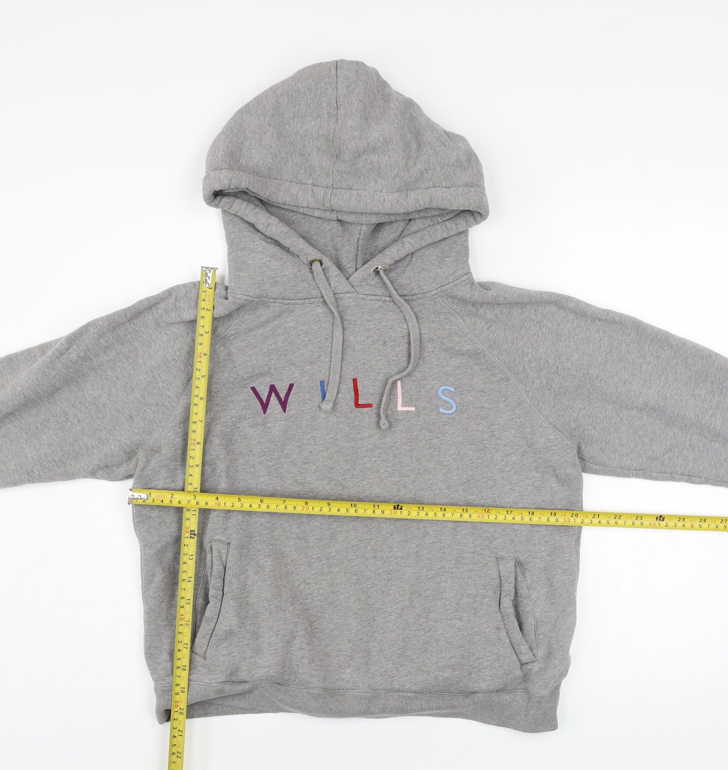 Jack Wills Women's Grey Pullover Hoodie UK 14 Fleece Lined Casual Sweatshirt