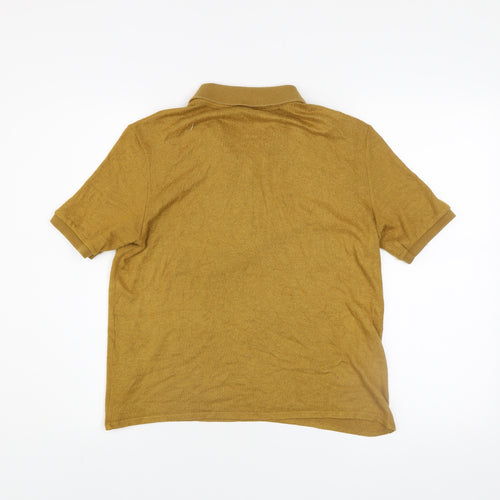 Zara Men’s Brown Cotton Blend Short Sleeve Polo Shirt L
