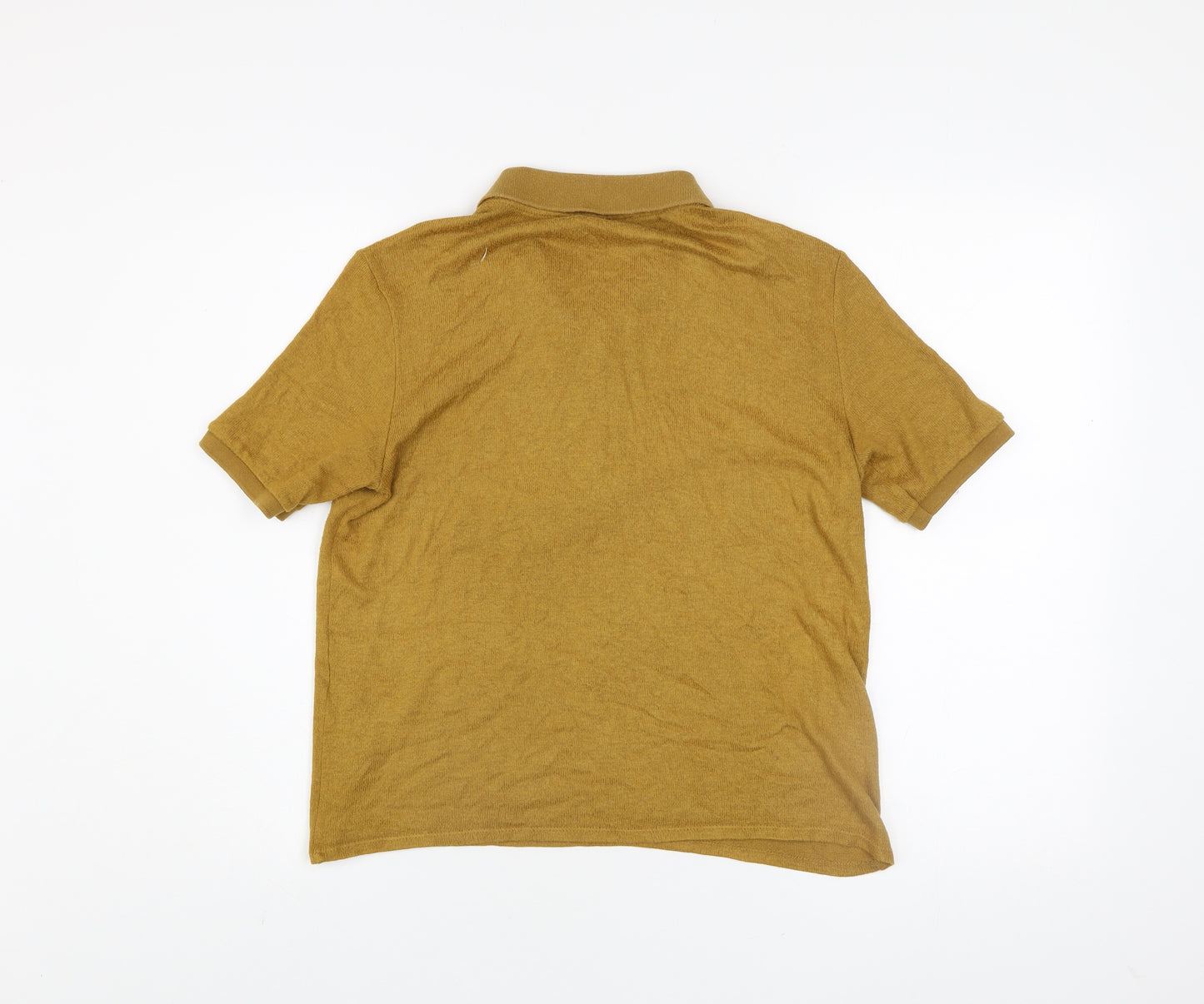 Zara Men’s Brown Cotton Blend Short Sleeve Polo Shirt L