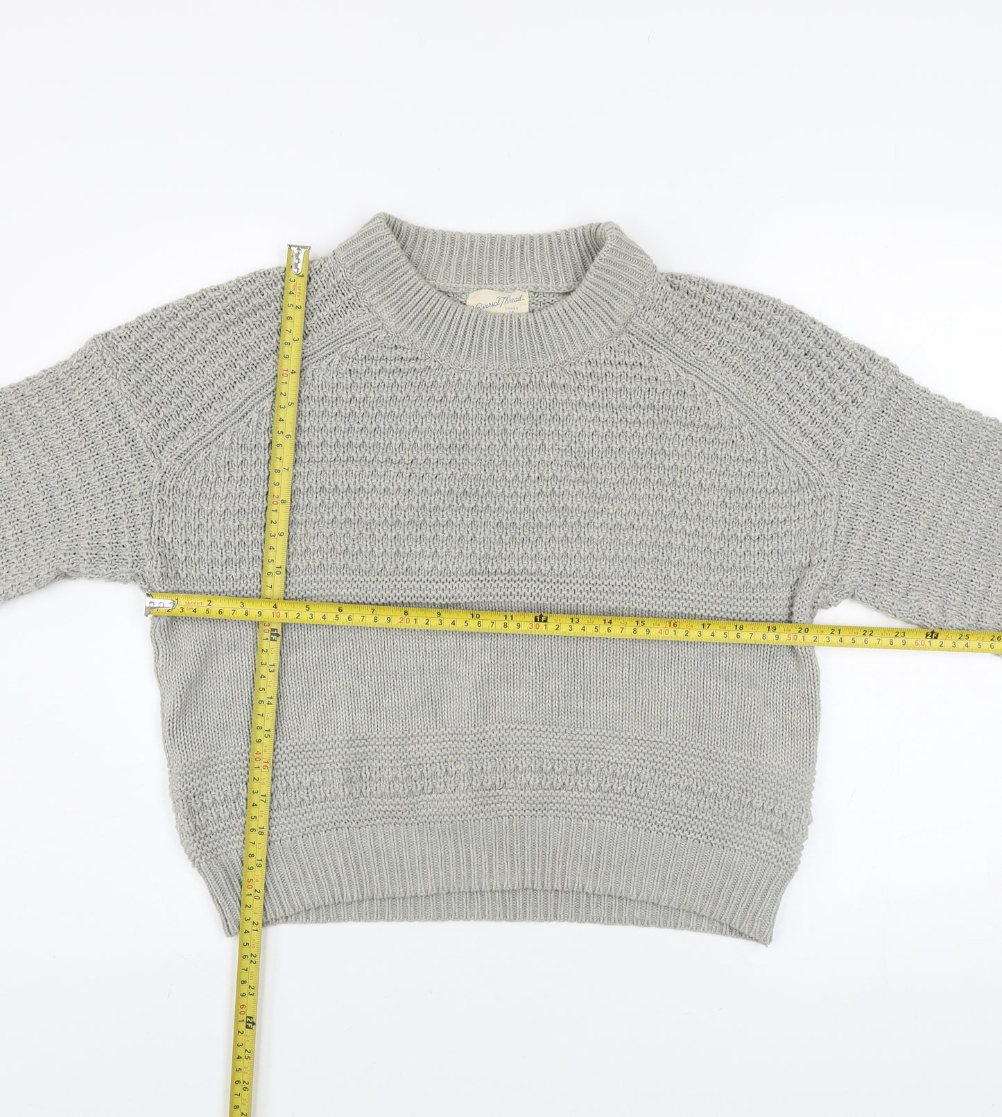 Universal Thread Women Grey XL Chunky Knit Crew Neck Jumper