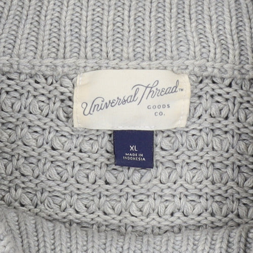 Universal Thread Women Grey XL Chunky Knit Crew Neck Jumper