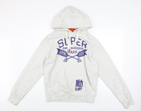 Superdry Men’s Grey Pullover Hoodie L Logo Graphic Print