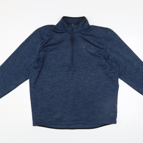Under Armour Men Blue L 1/4 Zip Fleece Sweatshirt Mock Neck