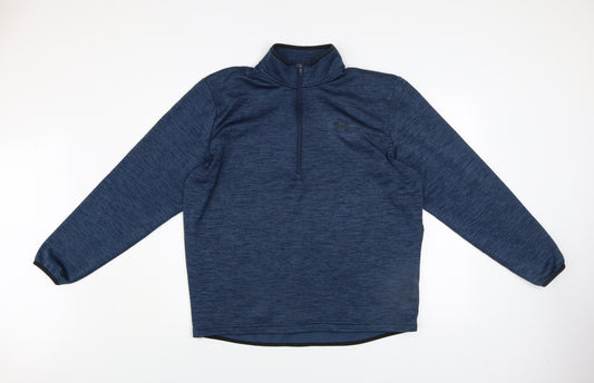 Under Armour Men Blue L 1/4 Zip Fleece Sweatshirt Mock Neck