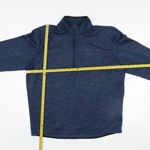 Under Armour Men Blue L 1/4 Zip Fleece Sweatshirt Mock Neck