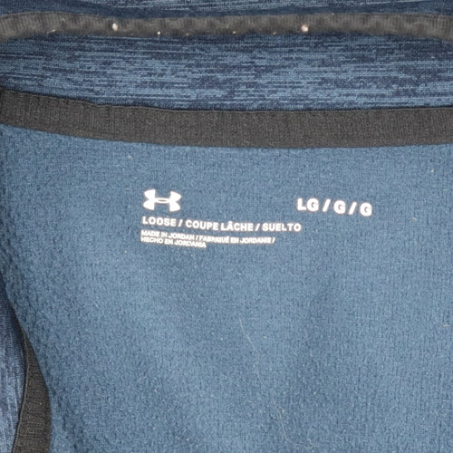 Under Armour Men Blue L 1/4 Zip Fleece Sweatshirt Mock Neck