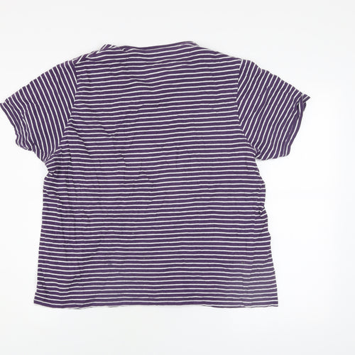 James Pringle Men's Purple Striped Cotton Crew Neck T-Shirt Medium