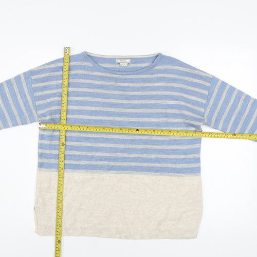 Fat Face Womens Blue Beige Striped Acrylic Jumper Size 12