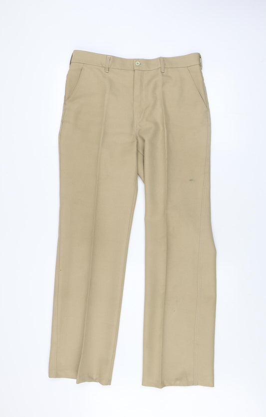 St Bernard Men's Beige 34 Regular Fit Chino Trousers