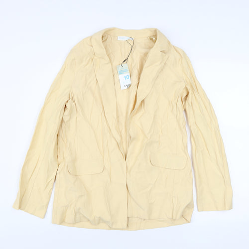 Primark Women Beige Size 10 Blazer Jacket Sustainable Viscose Blend