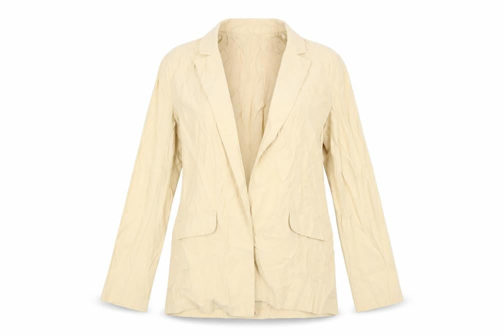 Front view of Primark Women Beige, size 10, Blazer Jacket Sustainable Viscose Blend