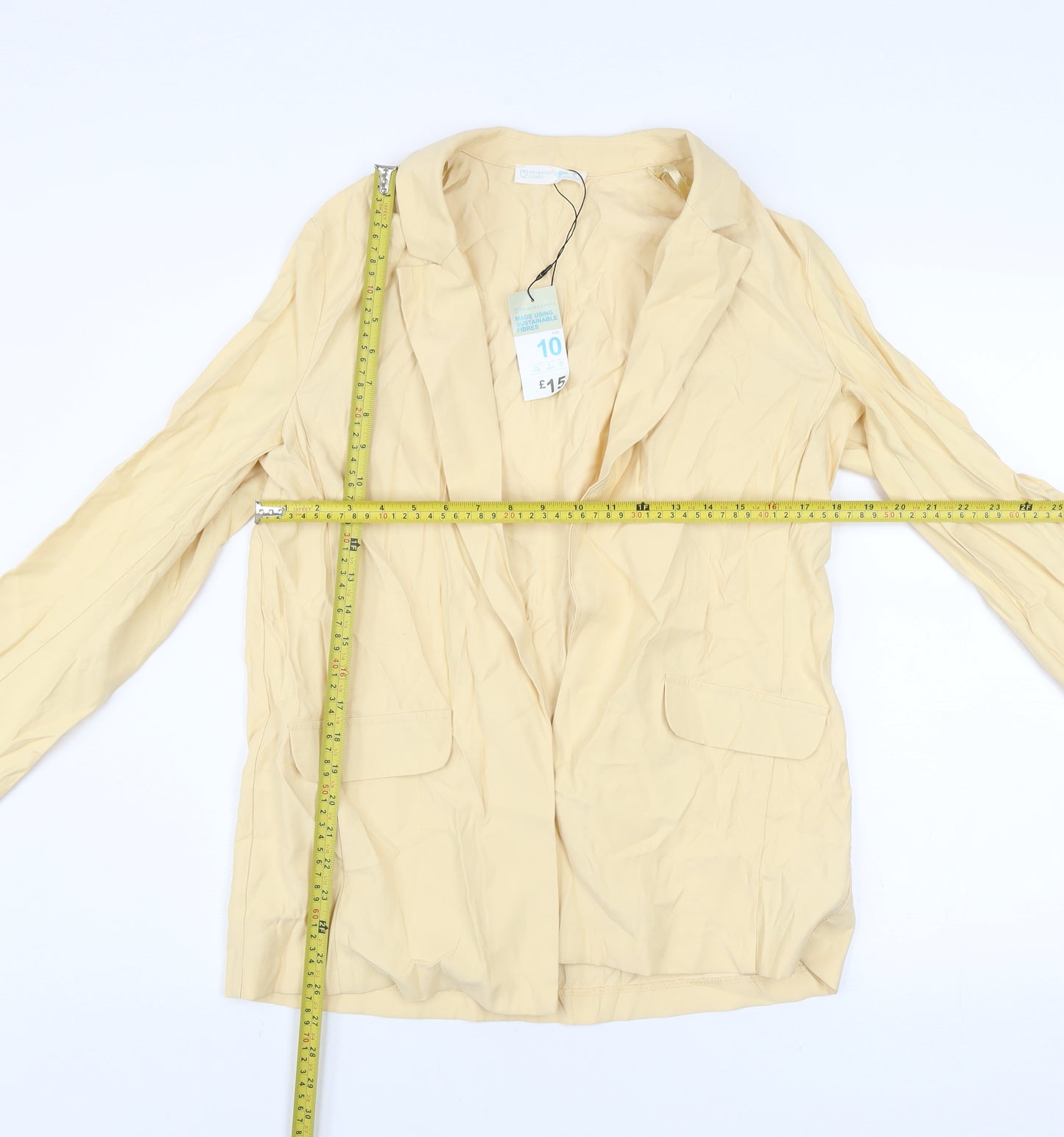Primark Women Beige Size 10 Blazer Jacket Sustainable Viscose Blend