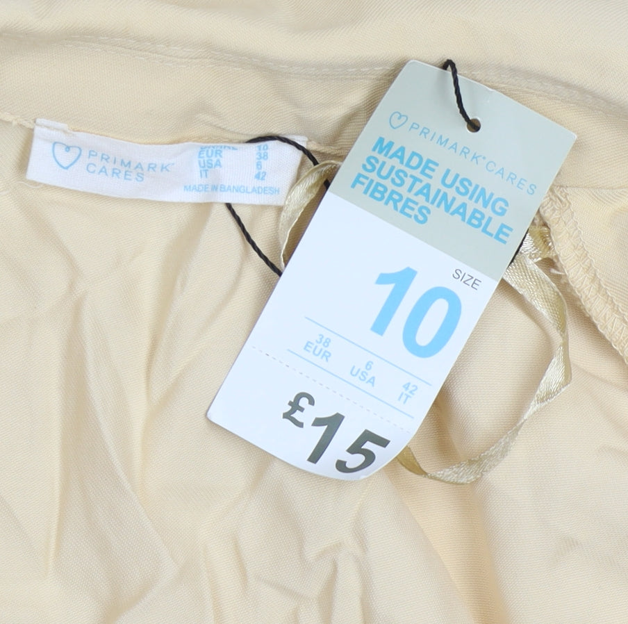 Primark Women Beige Size 10 Blazer Jacket Sustainable Viscose Blend