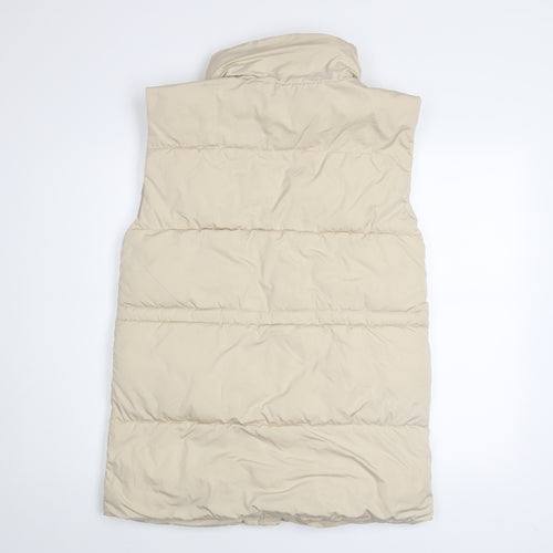 Stradivarius Women Beige Puffer Waistcoat Size 8 Lightweight Water Resistant