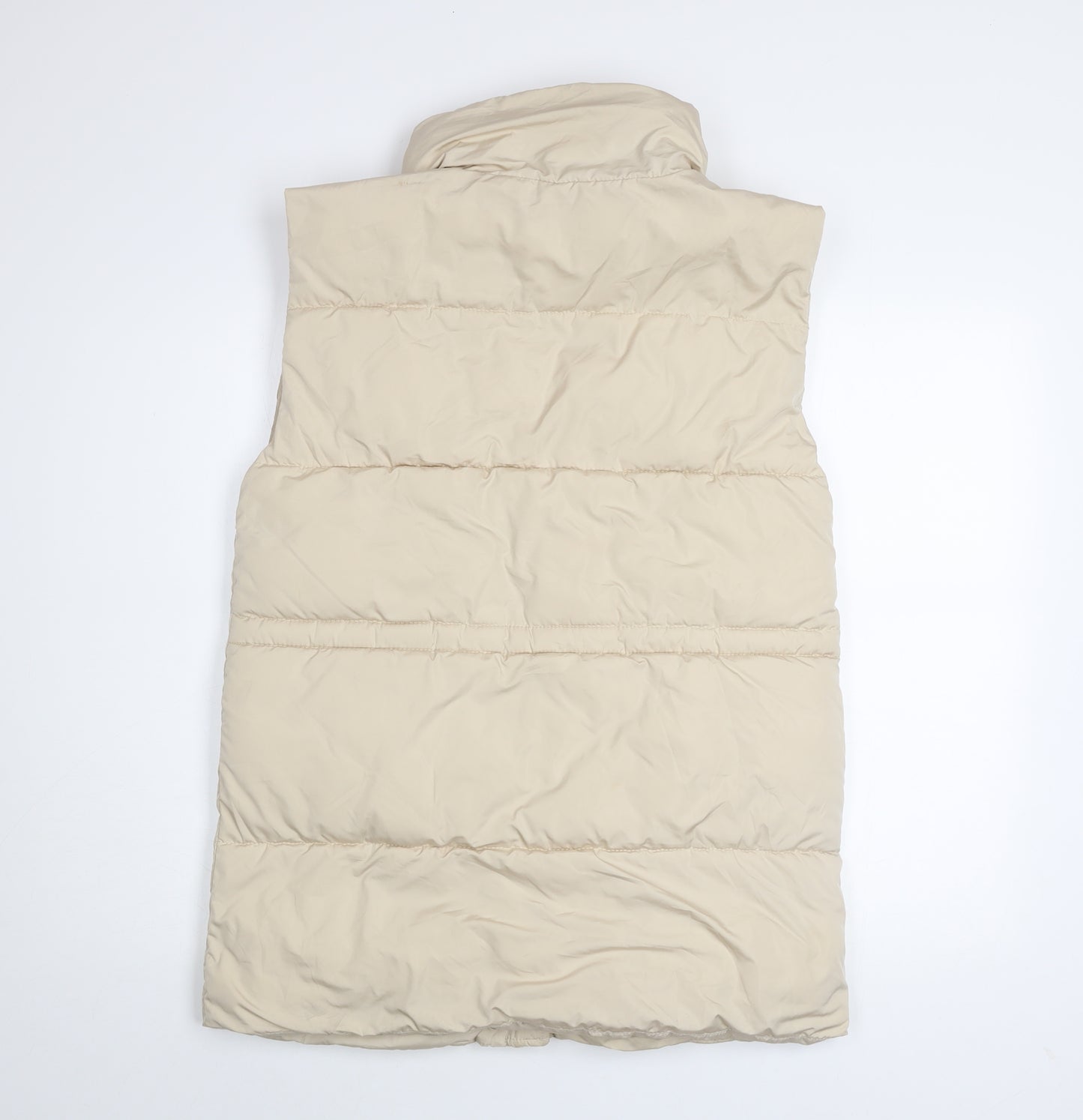 Stradivarius Women Beige Puffer Waistcoat Size 8 Lightweight Water Resistant
