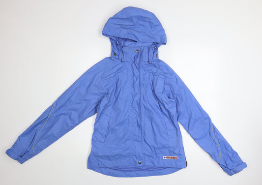 Horze Womens Blue Waterproof Hooded Rain Jacket Size M