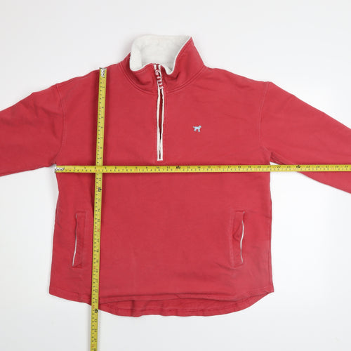 Joules Women Red 1/4 Zip Pullover Sweatshirt UK 14 L Fleece Lined