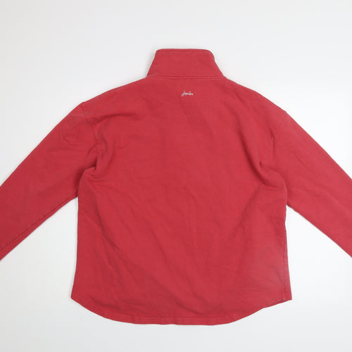 Joules Women Red 1/4 Zip Pullover Sweatshirt UK 14 L Fleece Lined