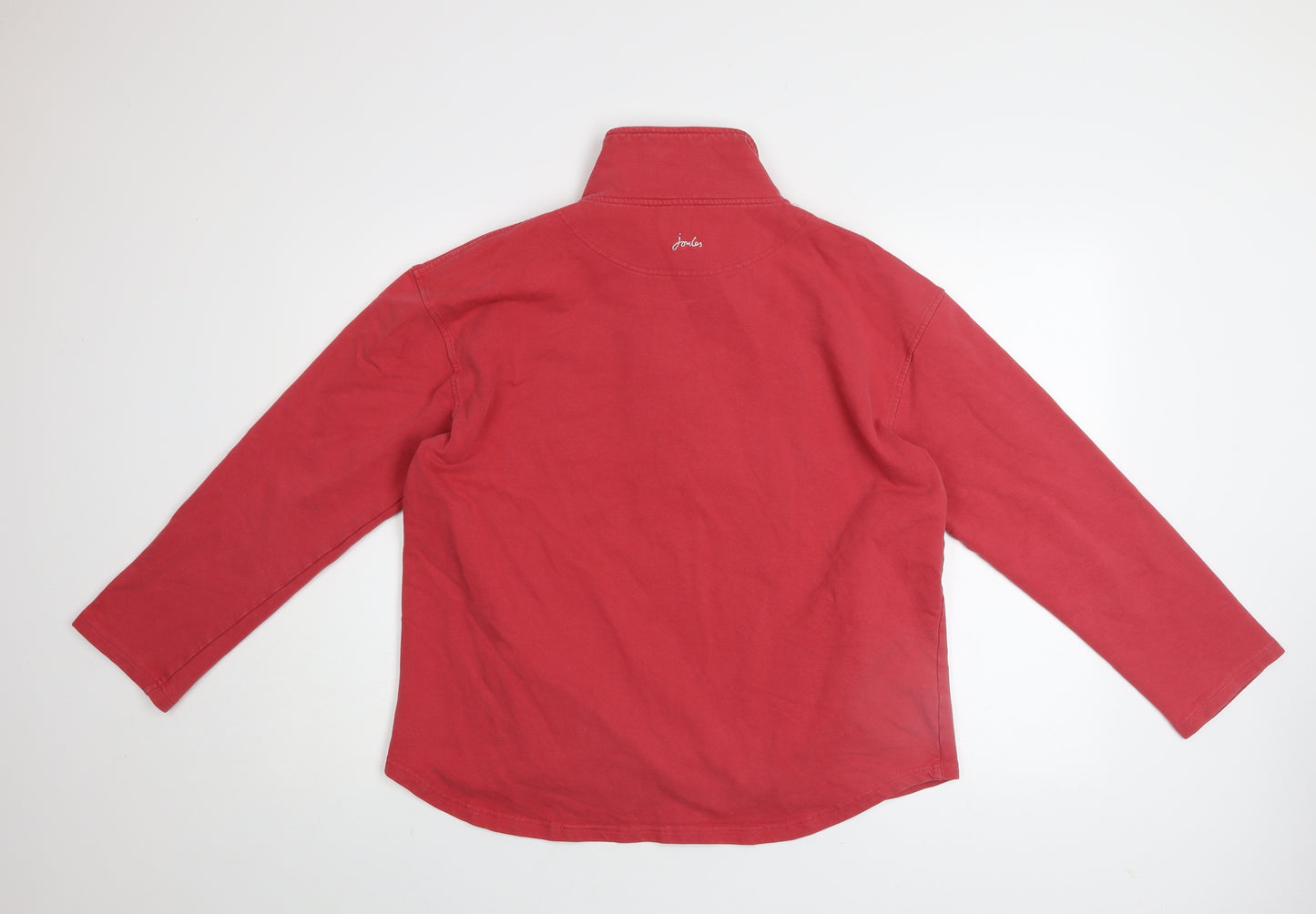 Joules Women Red 1/4 Zip Pullover Sweatshirt UK 14 L Fleece Lined