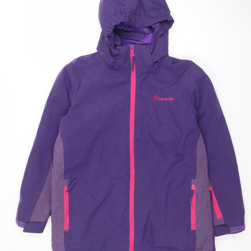 The Edge Girls Purple Waterproof Hooded Ski Jacket 13-14 Years