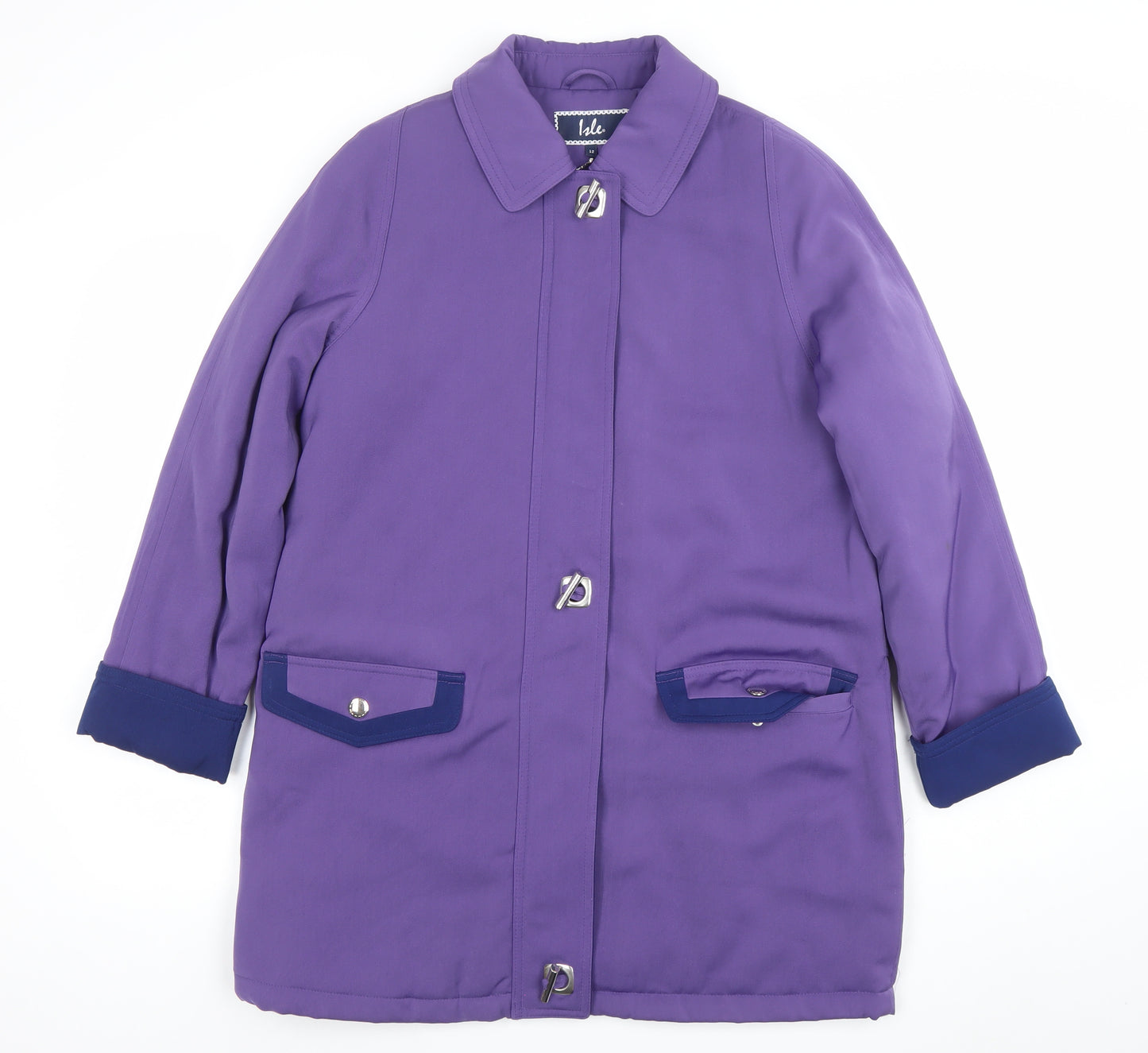 Isle Women’s Purple Polyester Mid-Length Overcoat Size 12