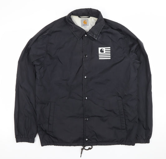 Carhartt Men's Black Coach Jacket Size S Nylon Lined Mid-Length