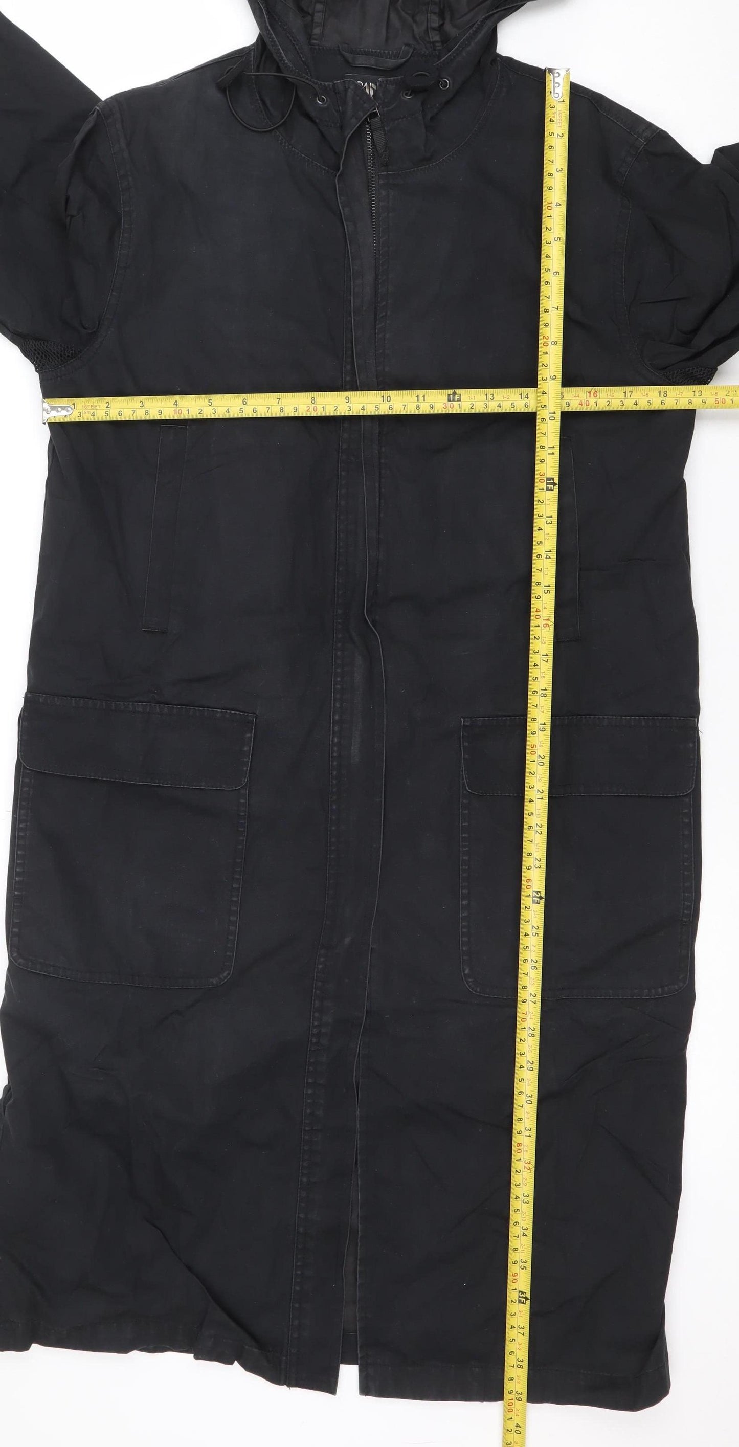 DANNIMAC Women's Black Hooded Rain Coat Size S Water Resistant