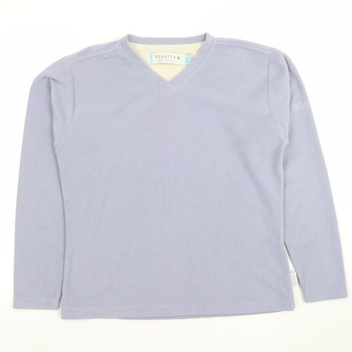 Regatta Women Lilac Fleece Pullover Sweatshirt UK 12 V-Neck Long Sleeve