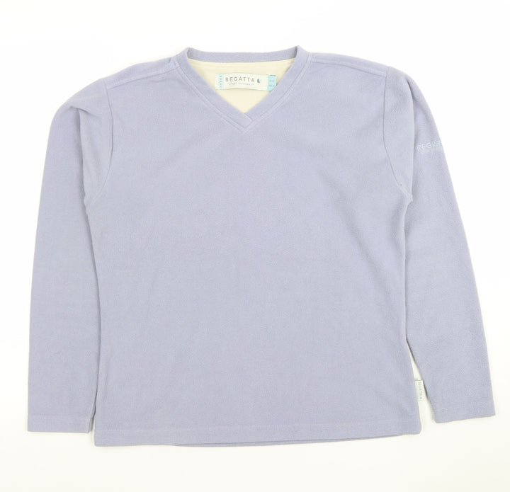 Regatta Women Lilac Fleece Pullover Sweatshirt UK 12 V-Neck Long Sleeve