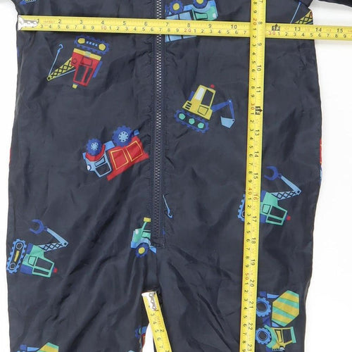 Mammut Boys Blue Vehicle Print Waterproof Hooded Rain Snowsuit 2-3 Years