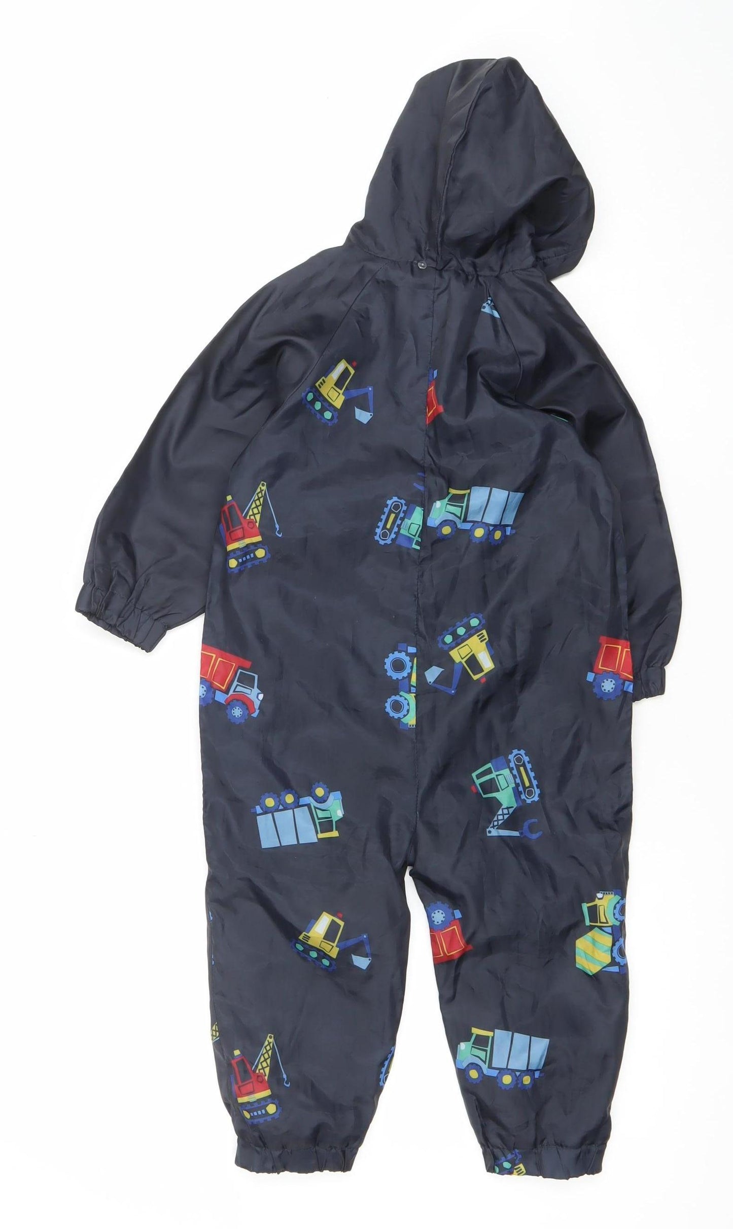 Mammut Boys Blue Vehicle Print Waterproof Hooded Rain Snowsuit 2-3 Years