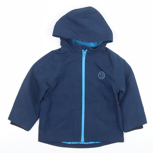 Next Boys Blue Hooded Rain Coat Jacket 2-3 Years Water Resistant