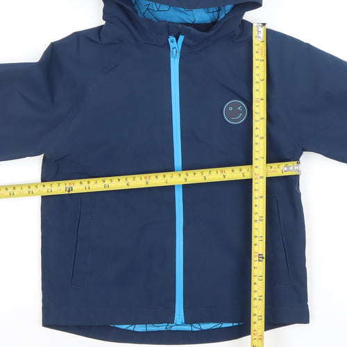 Next Boys Blue Hooded Rain Coat Jacket 2-3 Years Water Resistant