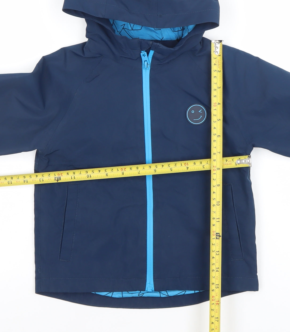 Next Boys Blue Hooded Rain Coat Jacket 2-3 Years Water Resistant