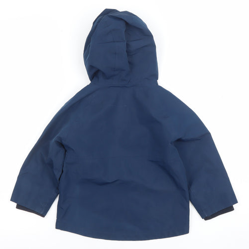 Next Boys Blue Hooded Rain Coat Jacket 2-3 Years Water Resistant