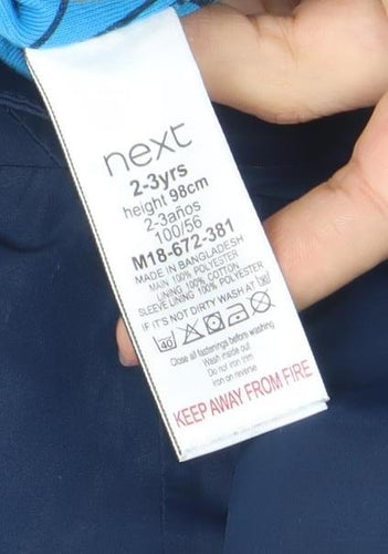 Next Boys Blue Hooded Rain Coat Jacket 2-3 Years Water Resistant