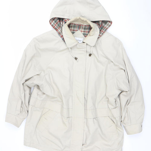 Berkertex Women’s Beige Hooded Parka Jacket Size 16 Lined Classic Style