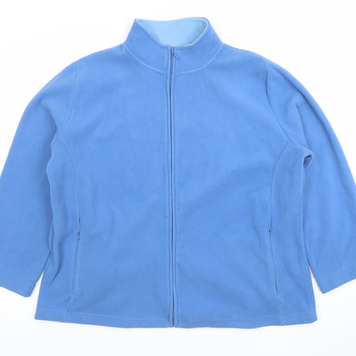 ISLE ESSENTIALS Women Blue Fleece Full Zip Jacket Size 22