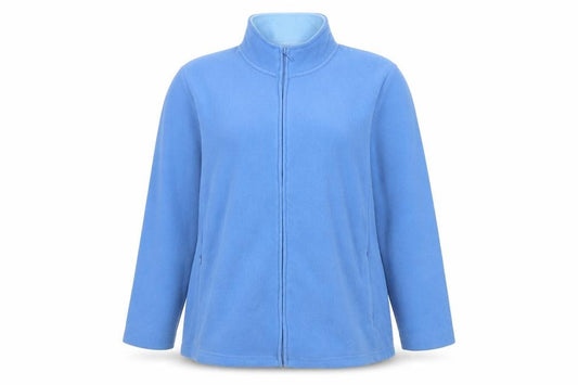 Front view of ISLE ESSENTIALS Women Blue Fleece Full Zip Jacket, size 22